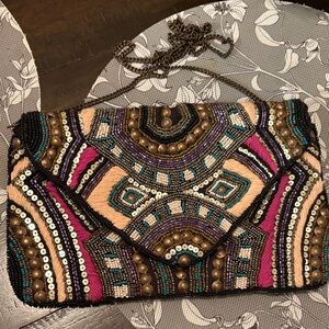 Embroidered Multicolor Clutch Bag